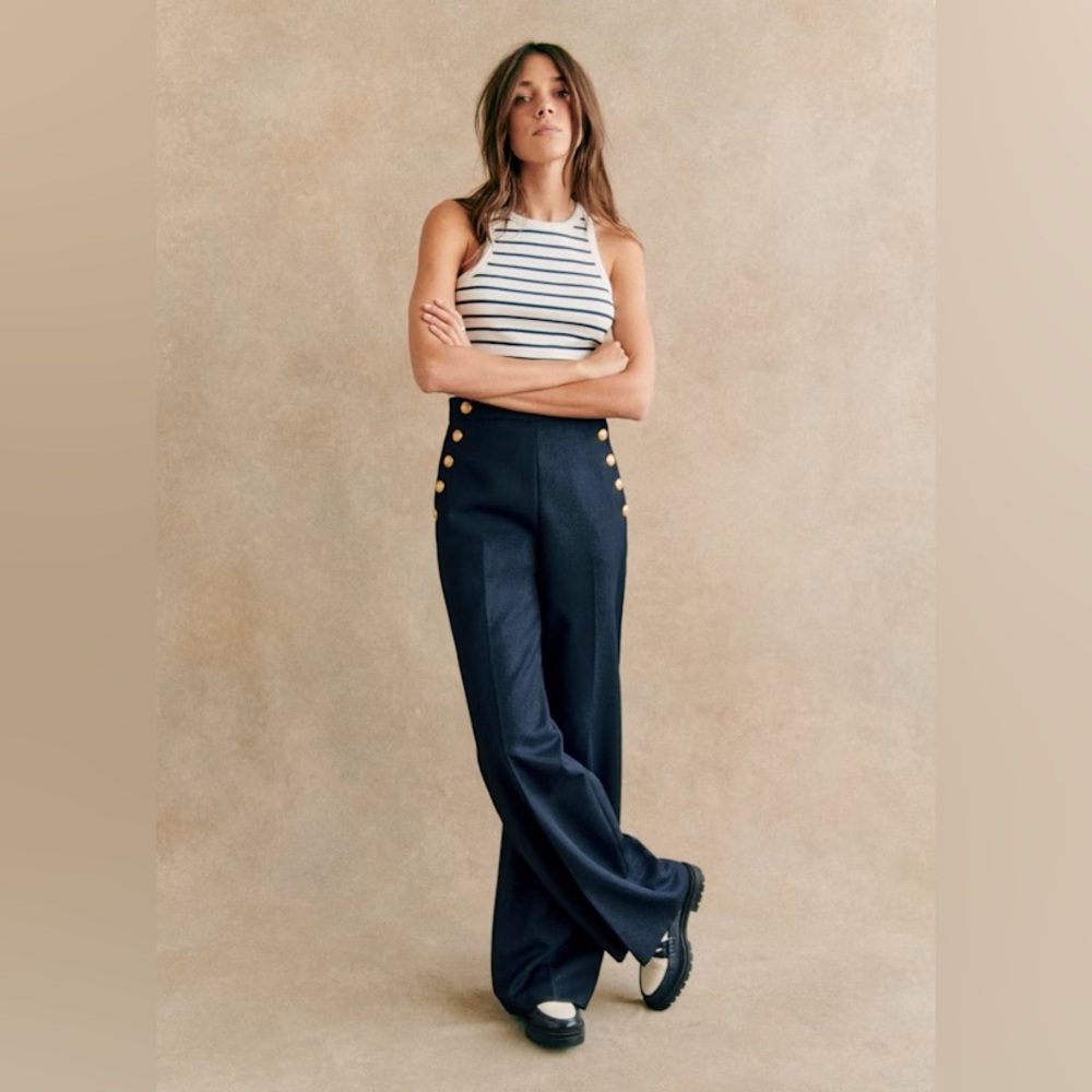 Sezane Marino Trousers Navy Blue - Size 10